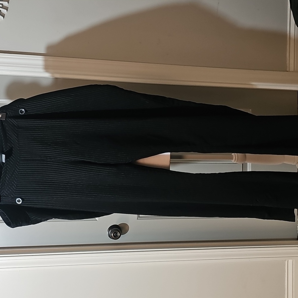 Dots Black Pinstripe Flare Pants.